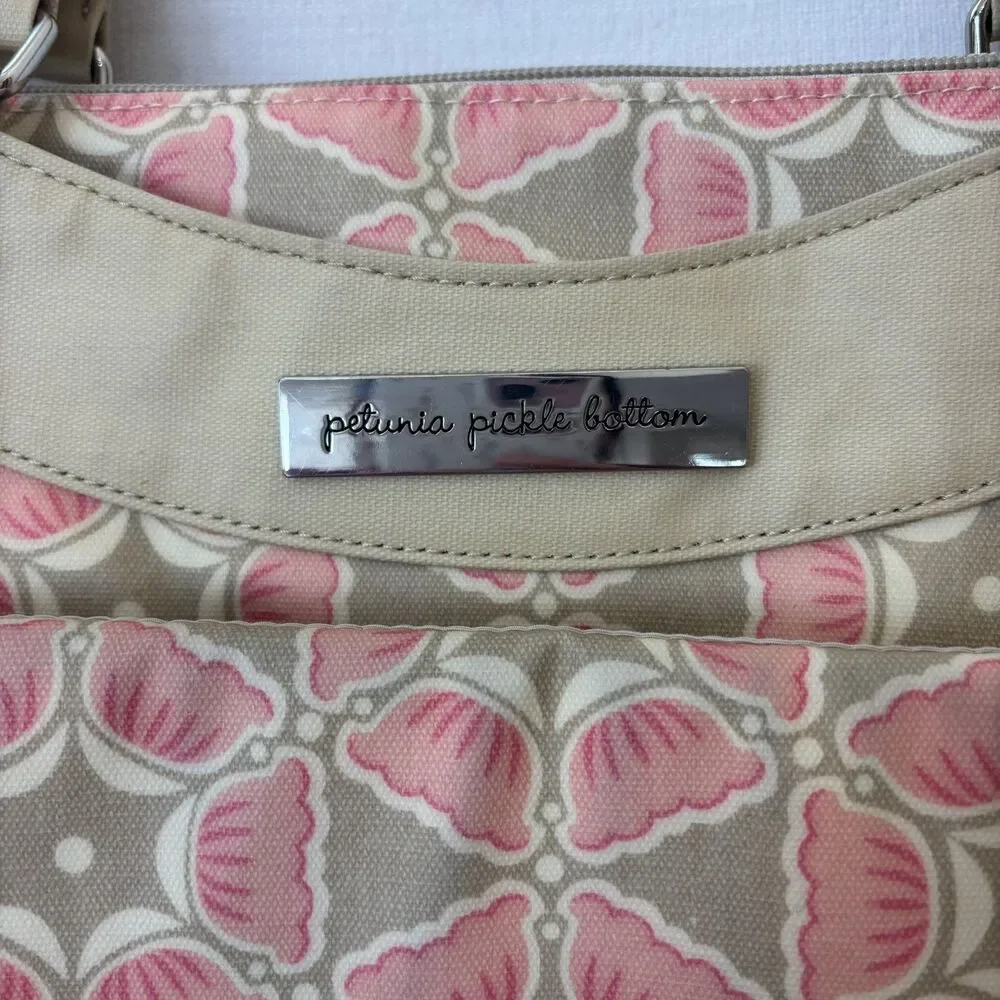 Petunia Pickle Bottom City Carryall Blooming Brixham Diaper Bag Pink Beige Chic